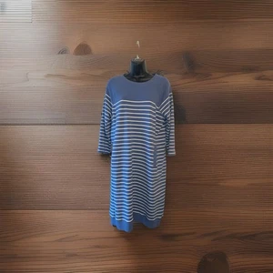 LL BEAN Medium Regular Blue Striped Dress F4 - Picture 1 of 5