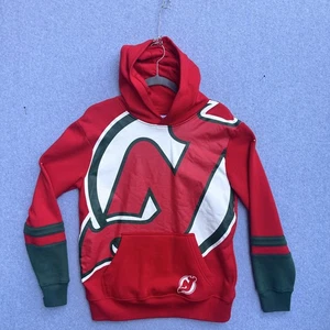 New Jersey Devils NHL Hoodie Youth Large Red Green Hockey Pullover Sweatshirt - Picture 1 of 8