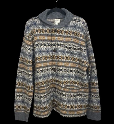 J.Crew Men’s Cardigan Sweater Size XL Fair Isle Boiled Lambswool Preppy Classic - Image 1 of 4