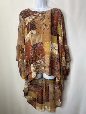 Cato Womens High Low Shirt Size 14/16W Autumn Classy Boho Hippie Flowy Ethereal - Image 1 of 4