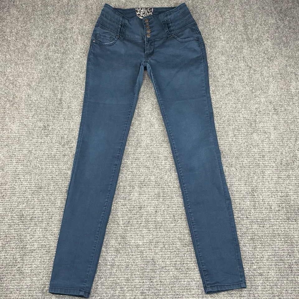 Calças Skinny Hot Kiss para Mulheres Get The Lift Tamanho 5 Stretch Azul Marinho - Imagem 1 de 4