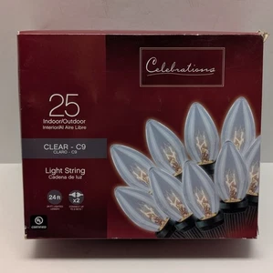 String Lights LED 25 Clear Bulbs - Green Cord & Sockets (Indoor/Outdoor)  - Picture 1 of 10