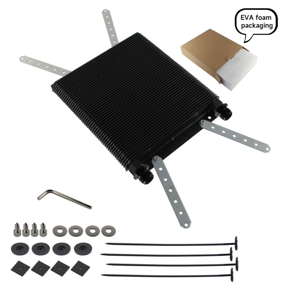Universal 48 Row 96 Plate Transmission Oil Cooler w/ AN12 Fitings For Caddy Mk1 - Image 1 of 4