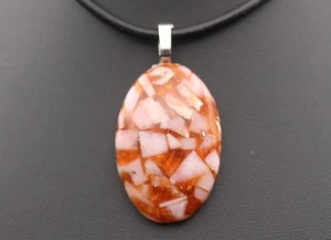GJ69 GJA PINK OPAL PERU.44ct  -- EDELSTEIN-ANHÄNGER *TOP* +KETTE / LEDER! - Bild 1 von 5