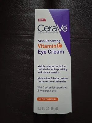 Crema de ojos CeraVe Skin renovadora vitamina C para ojeras/hinchazón 0,5 oz (K18) Foto 1 de 3