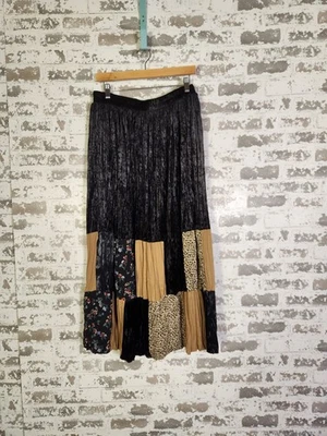 Maxi Falda Vintage Patchwork Terciopelo Negro Grande Boho Hippie Grunge Y2K Floral Foto 1 de 4