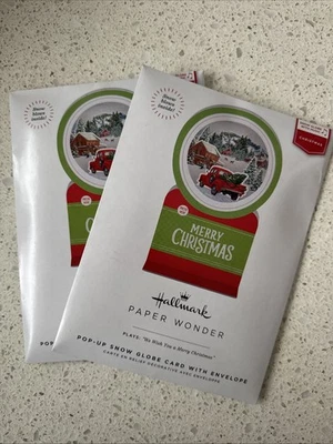 Hallmark Paper Wonder Pop-Up 2 Globo de Nieve Tarjeta de Navidad Música Camión Rojo Foto 1 de 4
