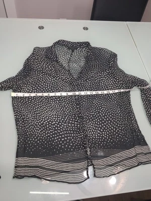 Blusa de mujer Rag & Bone talla L negra/blanca a lunares seda transparente manga larga Foto 1 de 4