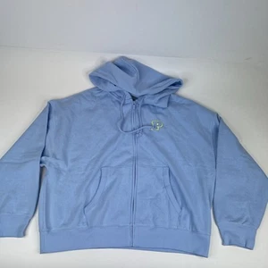 Victoria’s Secret Pink Women's Zip Up Hoodie Embroidered Logo Light Blue Size L - Picture 1 of 7