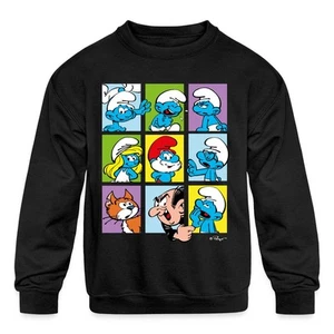 The Smurfs Colorful Characters Collage Design Kids' Crewneck Sweatshirt - Picture 1 of 7