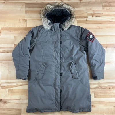 Cabelas Trans Alaska Elite Parka Mujer XL 650 Plumón Piel de Coyote Borde Abrigo Chaqueta Foto 1 de 4
