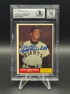 1961 Topps JUAN MARICHAL Signed Rookie #417 BECKETT Auto Grade 10 💥Stunning!💥 - Picture 1 of 3