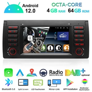 7'' Car Stereo CarPlay Android 12 GPS Sat Nav Radio DAB+ DSP For BMW E39 E53 X5 - Picture 1 of 11