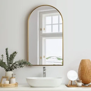 Oikiture Wall Mirrors 86x50cm Arched Makeup Mirror Bedroom Home Decor - Picture 1 of 50