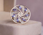 14k Rose Gold Ring 1.75 Ct Blue Tanzanite Oval Shape & Lab Diamond E-F/VVS2-VS1