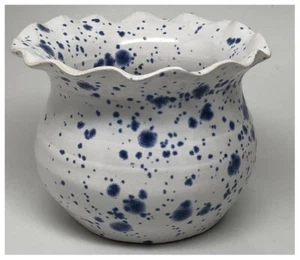 Nell Cole Graves 4" T olla con volantes Blue Speckles 1996 - Imagen 1 de 6