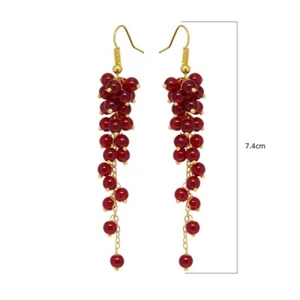 Ruby Red Zircon Beads Earrings For Girls & Women CE-1048 - Picture 1 of 3