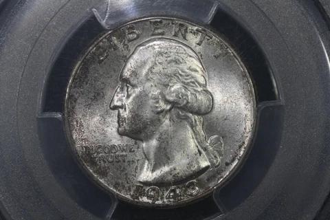 1943-D Washington Quarter, PCGS MS-65 Cover
