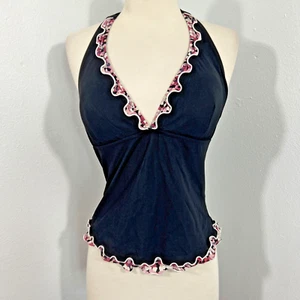 Profile Tankini Top Womens 10 Babydoll Ruffle Monaco Halter Swimsuit Beach - Picture 1 of 7