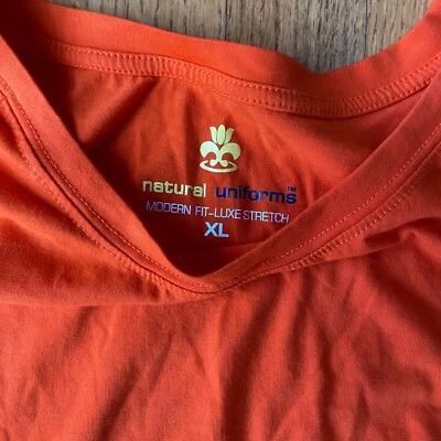 Natural Uniforms Under Scrub Long Sleeve Tee Shirt Top Womens XL Orange Modern - Image 1 of 4