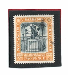 Barbados EV11 1907 Nelson 2d negro y amarillo sg 161 usado - Imagen 1 de 2