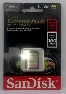 SanDisk 32GB Extreme Class10 UHS-I U3 SDHC Memory Card 100MB/s 4K Factory Sealed - Picture 1 of 2
