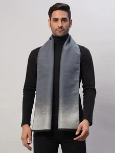 100% Cachemira Bufanda Azul Cuadros Tresillo Wrap Llano Invierno Cálido Hombre - Imagen 1 de 8