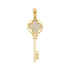 14K Yellow Gold Love Key Pendant - Picture 1 of 4