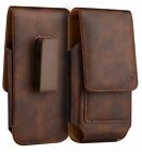 For XL MOTOROLA Phone - Brown Vertical Leather Holster Pouch Belt Clip Loop Case