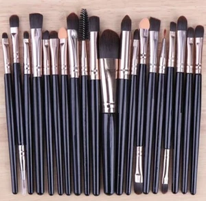 20 Piece Eye Makeup Brush Set Make-Up Toiletry Kit Black + Rosegold - Picture 1 of 3