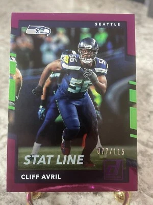 2017 Panin Donruss CLIFF ARIL "Stat Line" Purple Holofoil SEATTLE SEAHAWKS /115 - Image 1 of 2