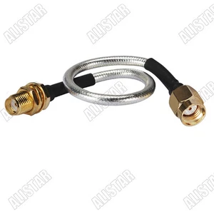 SMA Jack Female Bulkhead to RP SMA male  , Semi-Flexible-.141" cable RG402 15cm - Picture 1 of 3