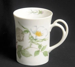 Hand Painted Coffee Cup White Porcelain Pastel Floral Seashell Signed Hart CCCC - Picture 1 of 7