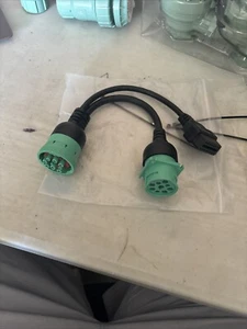 Green Type 2 J1939 9pin Female to OBD2 and to J1939 Male Splitter Y Cable - Picture 1 of 1