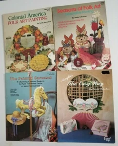 Sandy Aubuchon Folk Art Painting 4 Books Lot Painted Carousel Acrylics Seasons - Picture 1 of 4