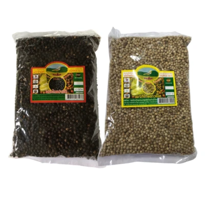 Semilla entera de pimienta blanca y negra pura calidad premium especias seleccionadas 500 g. Foto 1 de 4