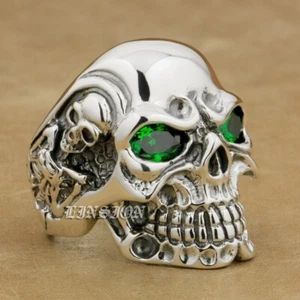 CZ Eyes 925 Sterling Silver Titan Skull Ring Punk Jewelry 8VX05A US Size 7~15 - Picture 1 of 20