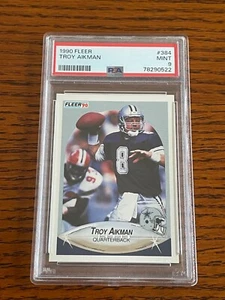 1990 FLEER #384 TROY AIKMAN HOF COWBOYS PSA 9 MINT - Picture 1 of 2
