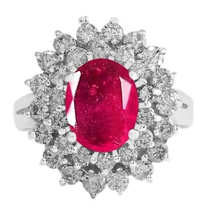 14KT White Gold 1.50Ct 100% Natural Burmese Red Ruby IGI Certified Diamond Ring - Picture 1 of 5