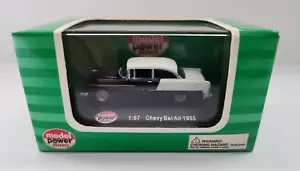 Modell Power Minis HO '55 Chevy BelAir, schwarz/weiß, mit Vitrine #19239 Neu im Karton - Bild 1 von 3