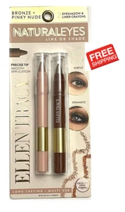 ELLEN TRACY Eyeshadow & Liner Crayons * Bronze + Pink Nude * Long Lasting - Picture 1 of 4