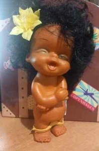 Vintage rubber doll hula hawaiian sun bunny moody cutie sassy pin up tan 70's - Picture 1 of 7