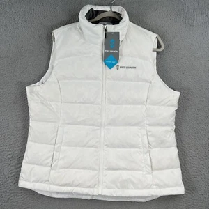 NEW! $90 Free Country Puffer Down Vest WOMENS XL White Full-Zip Down & Feathers - Picture 1 of 15