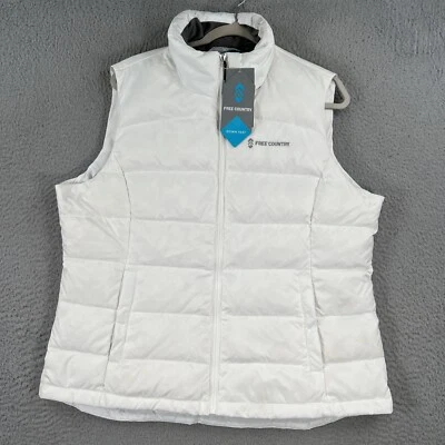 ¡NUEVO! Chaleco acolchado $90 Free Country para mujer XL blanco cremallera completa plumón y plumas Foto 1 de 4