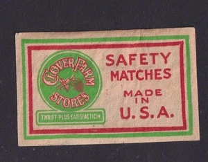 Altes Etikett Streichhölzer USA BN186183 Clover Farm Stores - Bild 1 von 1