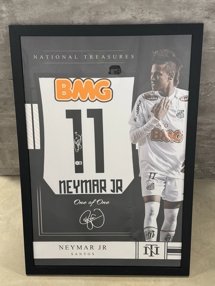 Neymar Jr Signed Jersey Framed W/ BAS COA Santos White Auto Display - Image 1 of 3