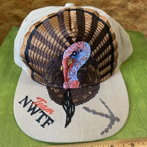 Team NWTF National Wild Turkey Hat All Over Embroidered Tom Turkey Beard Track - Picture 1 of 7