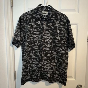 Camisa Hawaiana Milano Bay Para Hombre Grande L Negra Gris Estampado Tropical Manga Corta - Imagen 1 de 3