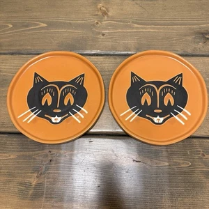 Halloween schwarze Katze Steinzeug Vorspeise Dessertteller 6" Ziel Set 2 Schwelle - Bild 1 von 4