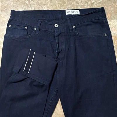 Jeans Gustin Para Hombre 34x32 Indigo X Indigo Ribete Superligero Denim Japonés EE. UU. Foto 1 de 4